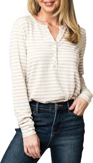 Serene Mornings Henley Top Long Sleeve Lounge Top Sizes Vary