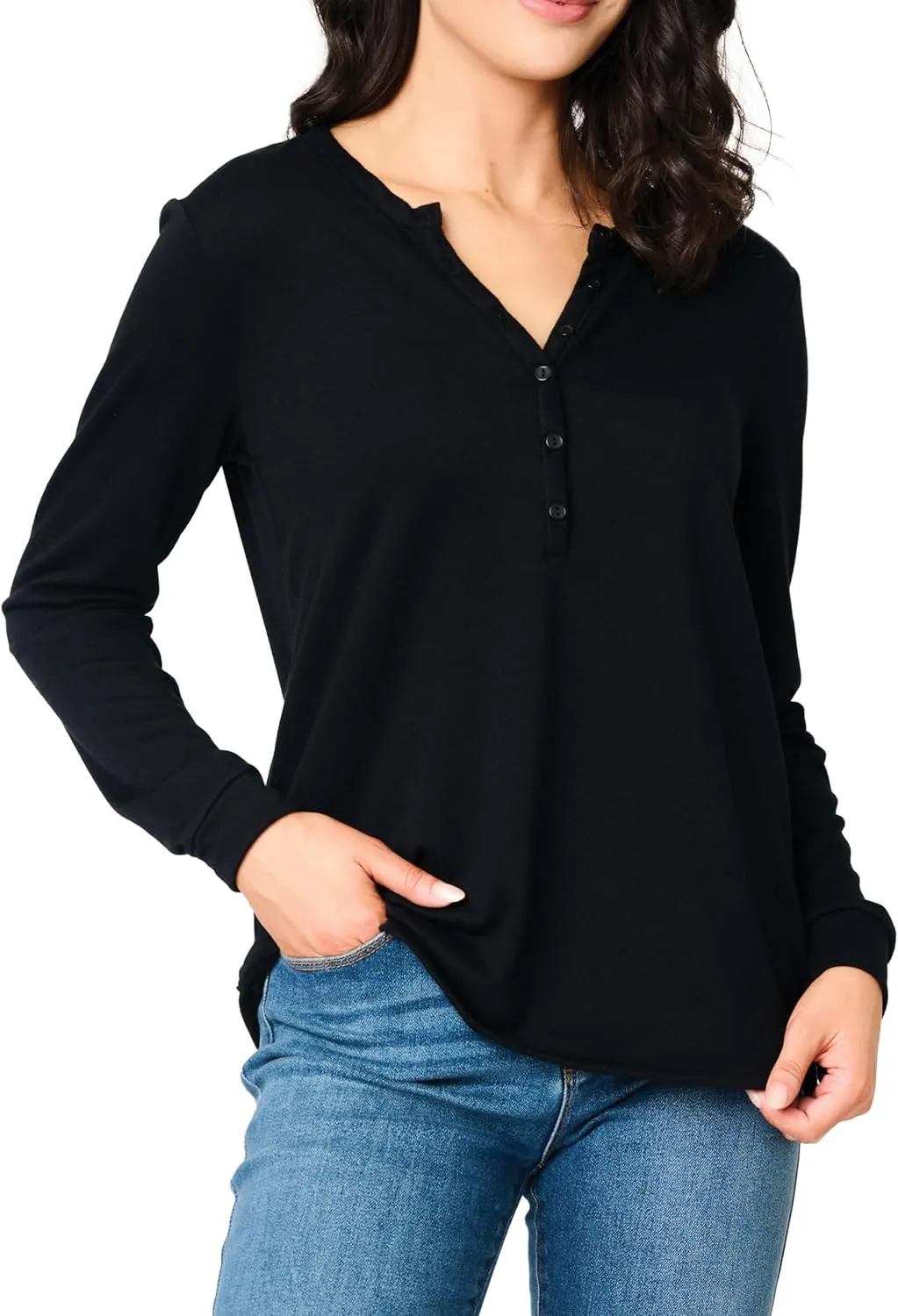 Serene Mornings Henley Top Long Sleeve Lounge Top Sizes Vary