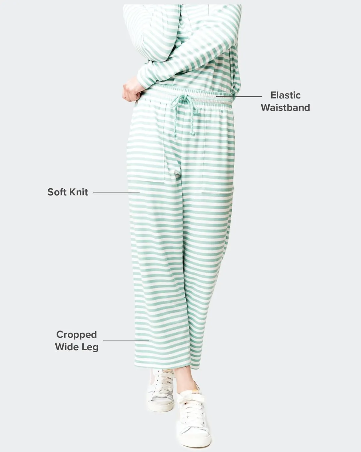 Serene Mornings Wide Leg Crop Pant Cozy Lounge Bottom Soft Knit Casual Wear for Women Black XXS