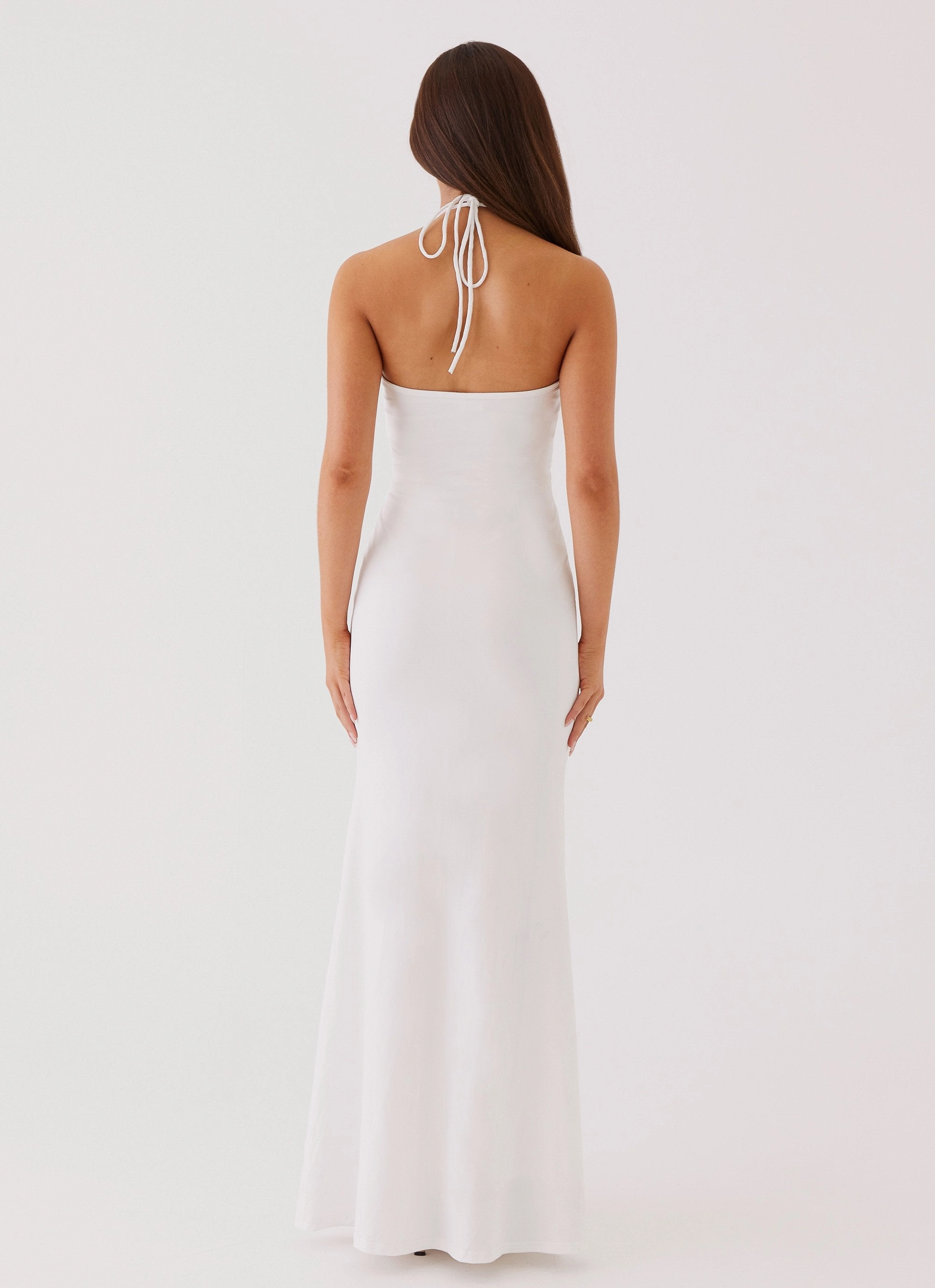 Serina Ruffle Maxi Dress - White Clean Edge