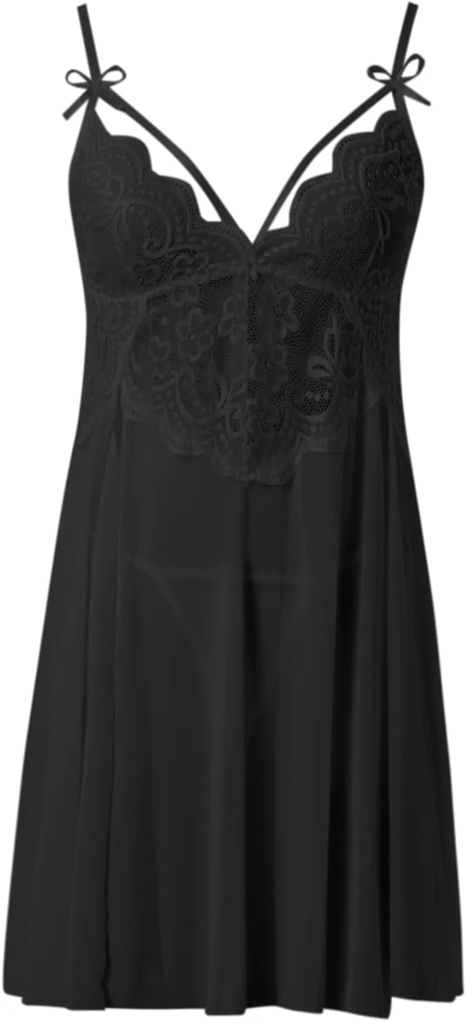 Sexy Chemise Lingerie for Women Mesh Babydoll Nightie Lace Embroidered Women Lingerie Sexy Sets for Sex Slutty Dress