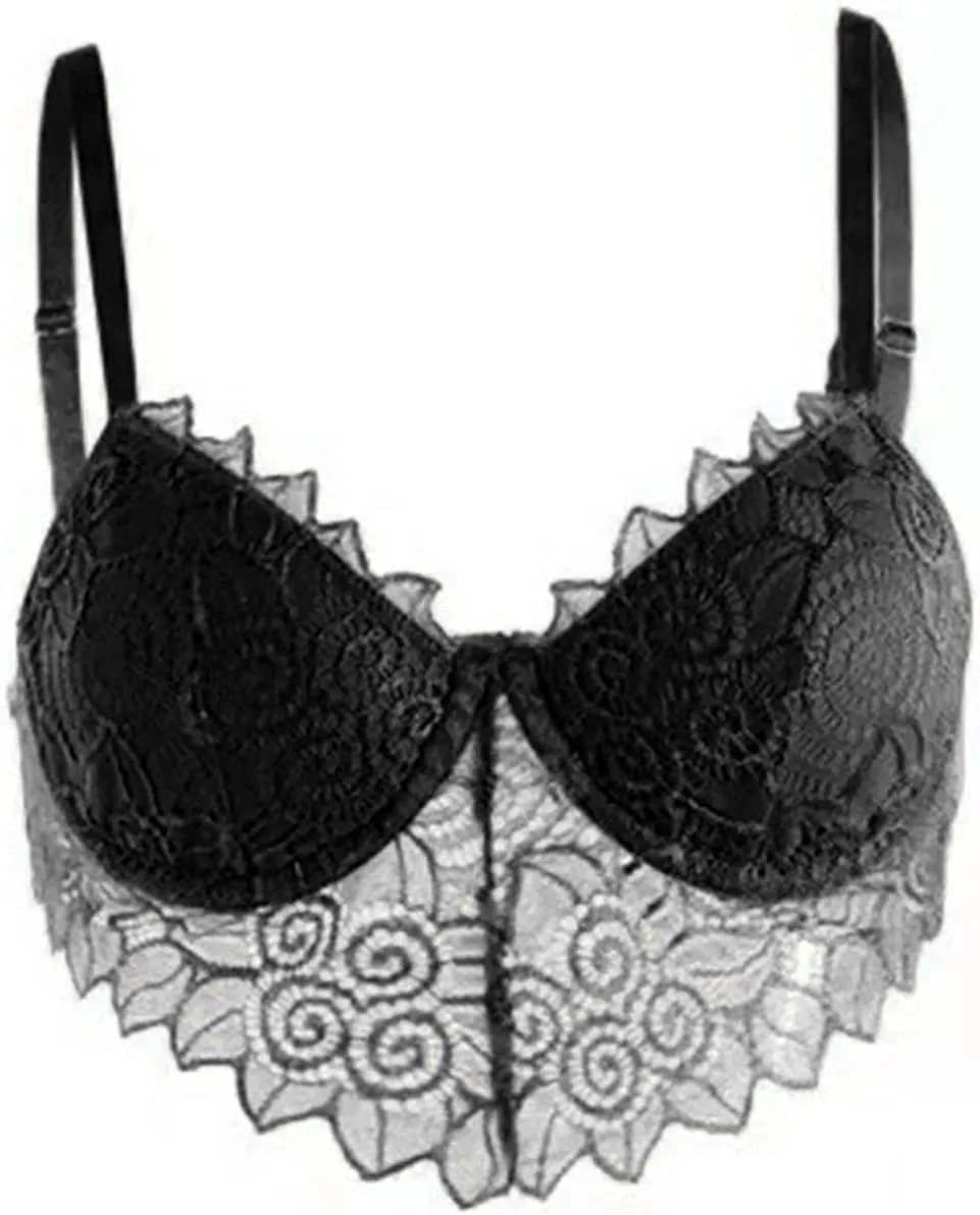 Sexy Lingerie Underwear 2023 Sexy Floral Lace Crop Cami Top Sheer Wirefree Longline Bralette