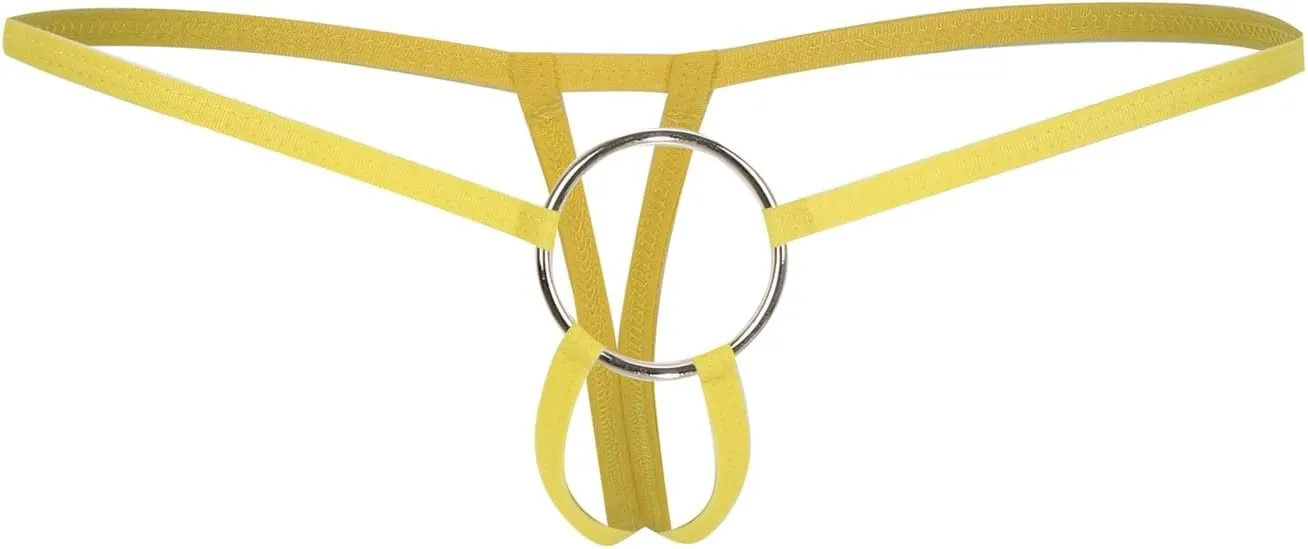 Sexy Thongs for Men T-Back Open Front Jockstrap Stretch Chain Link Thong Low Waist Hollow Out Comfortable Underpants