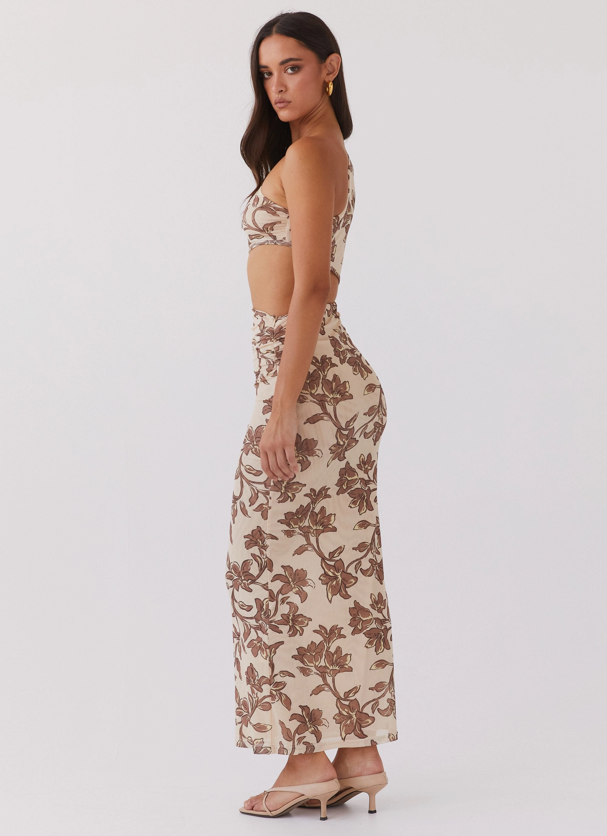 Bold Style Flow Line Shadows In The Sun Mesh Maxi Dress - Hazel Bloom