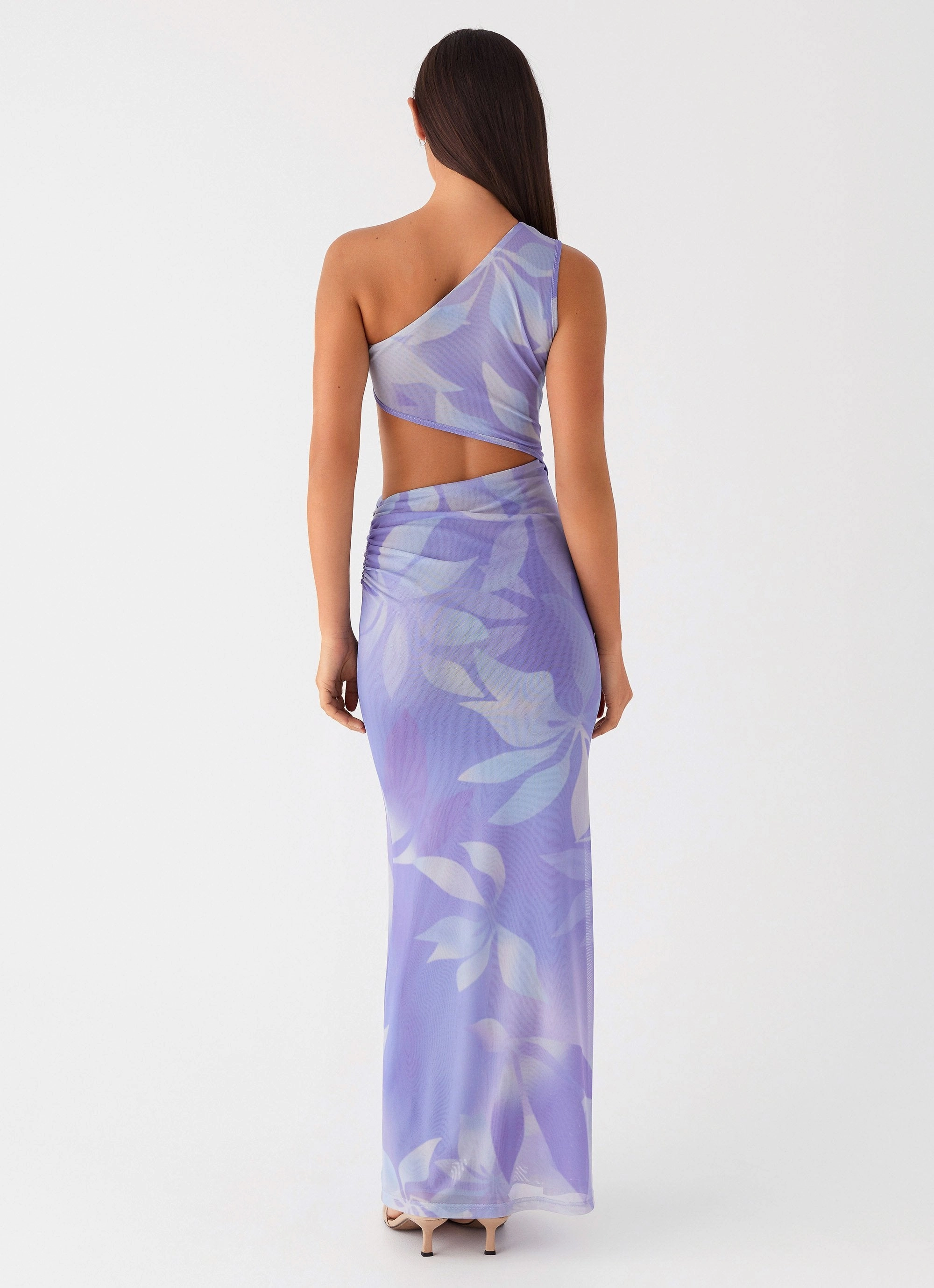 Dreamy Silhouette Balanced Shape Shadows In The Sun Mesh Maxi Dress - Purple Rain