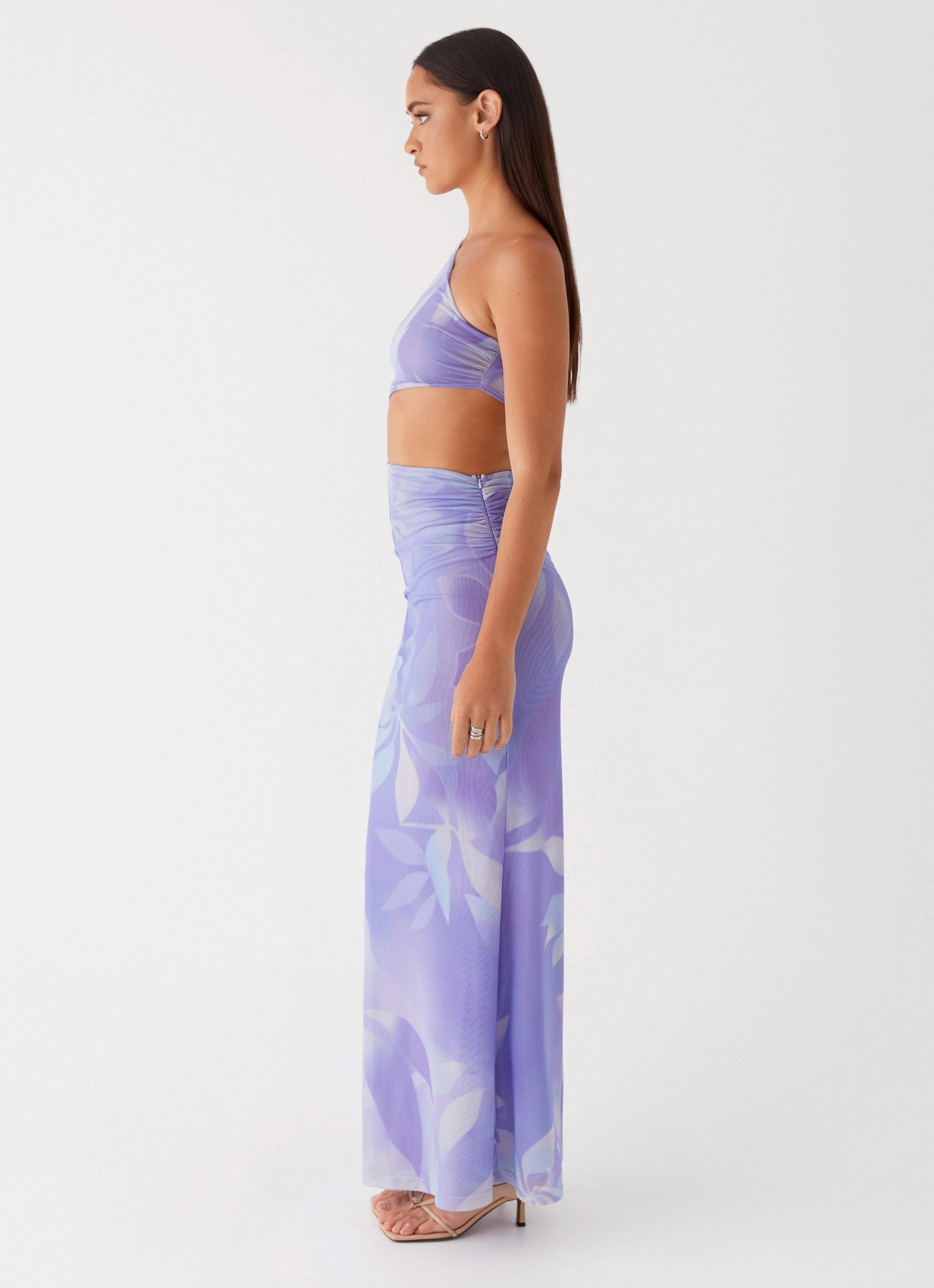 Shadows In The Sun Mesh Maxi Dress - Purple Rain Subtle-Print Body Ease