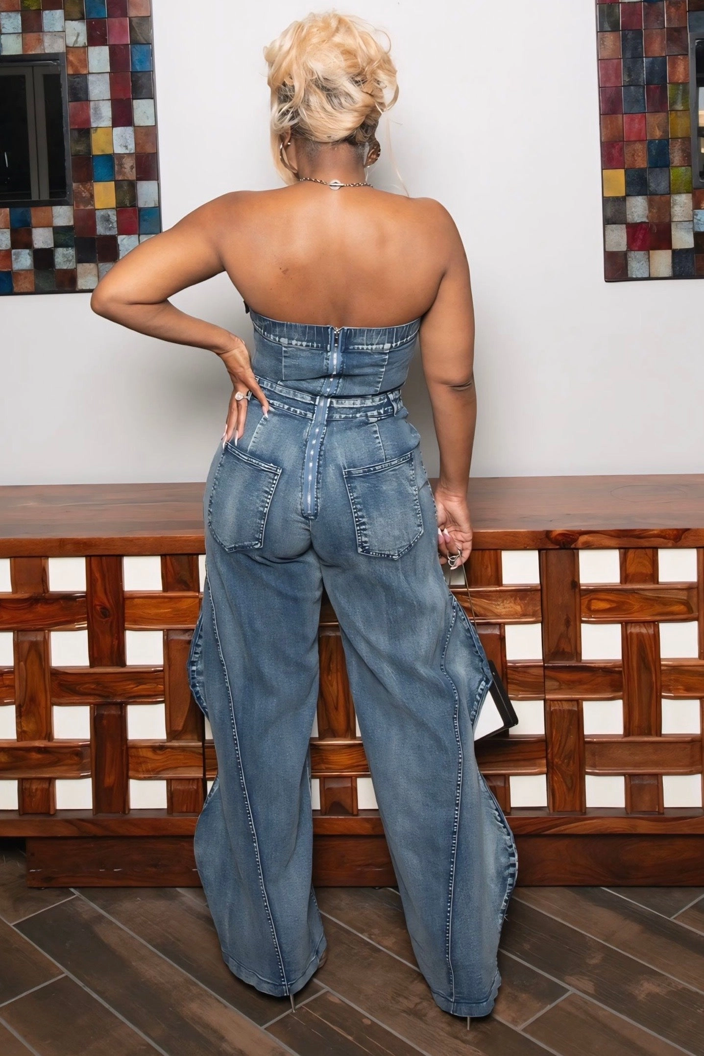 Shanteria Wide Leg Lux Denim Jumper Warm design