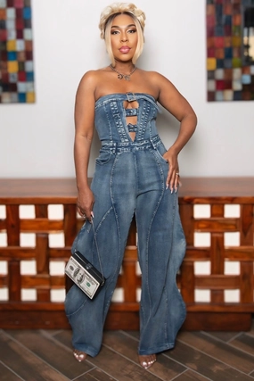 Sport Ready Fit Abrasion Resistant Material Shanteria Wide Leg Lux Denim Jumper