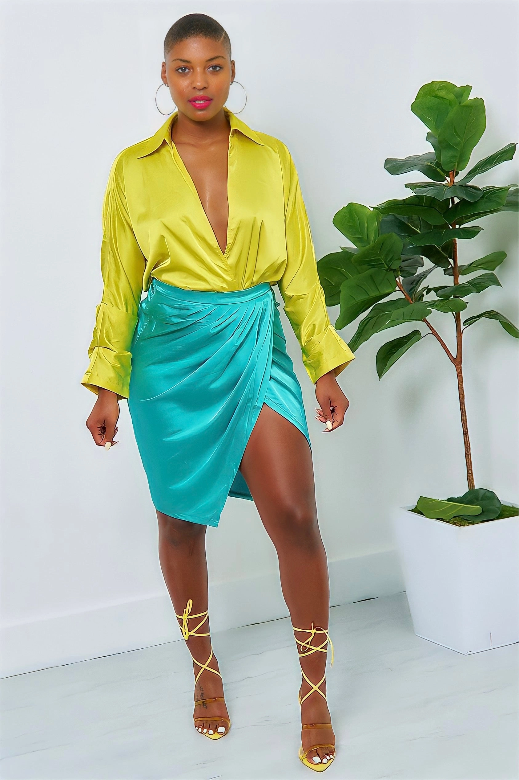 Shantina Lux Color Block Skirt Set-Green Balanced Light Maximalist-Trend