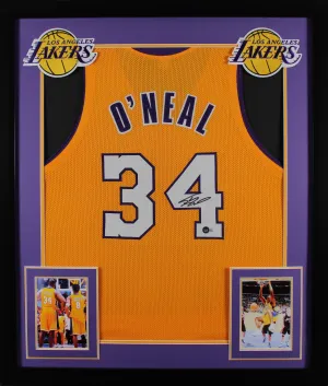 Shaquille O'Neal Authentic Signed Yellow Pro Style Framed Jersey BAS Witnessed