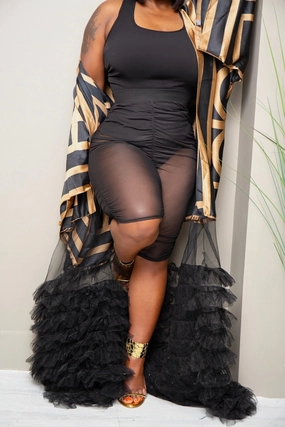 Sport Ready Sharla Sheer Statement Scrunch Mesh Bermuda Shorts