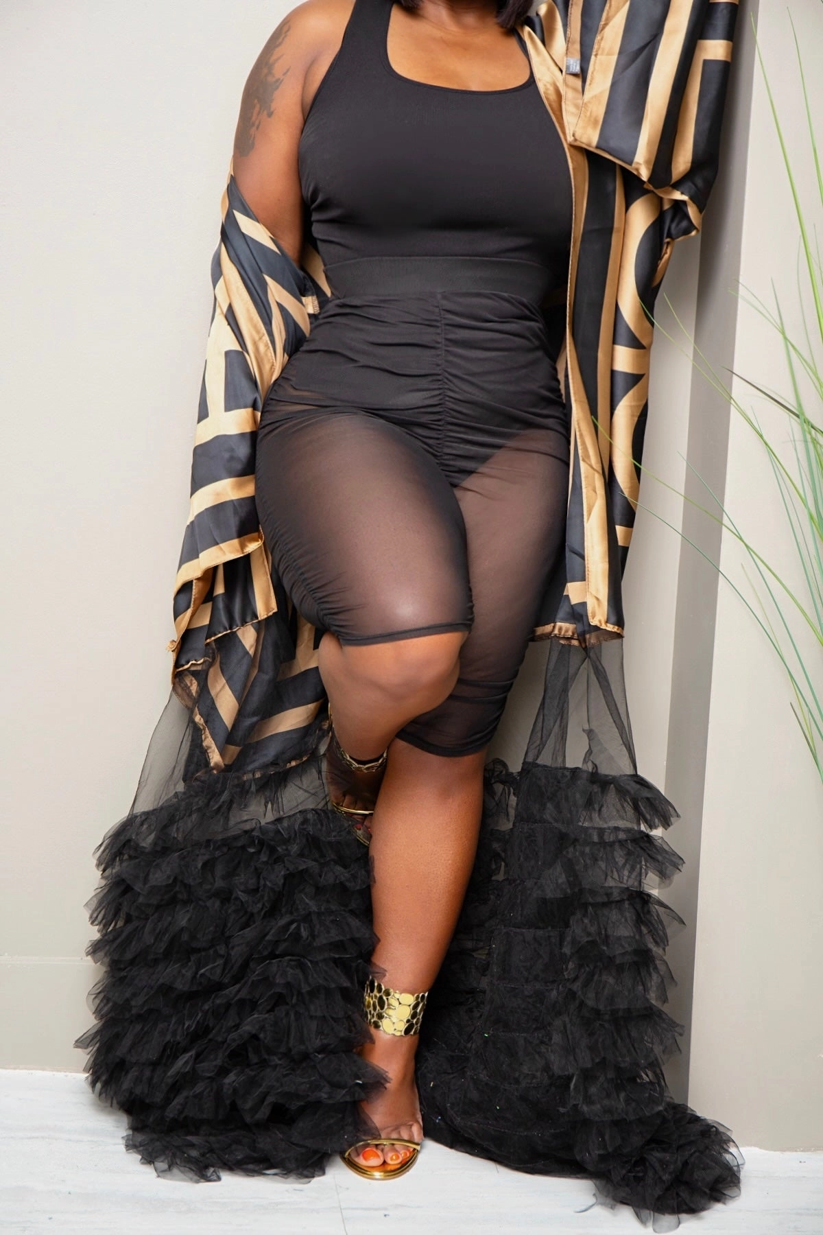 Sport Ready Sharla Sheer Statement Scrunch Mesh Bermuda Shorts