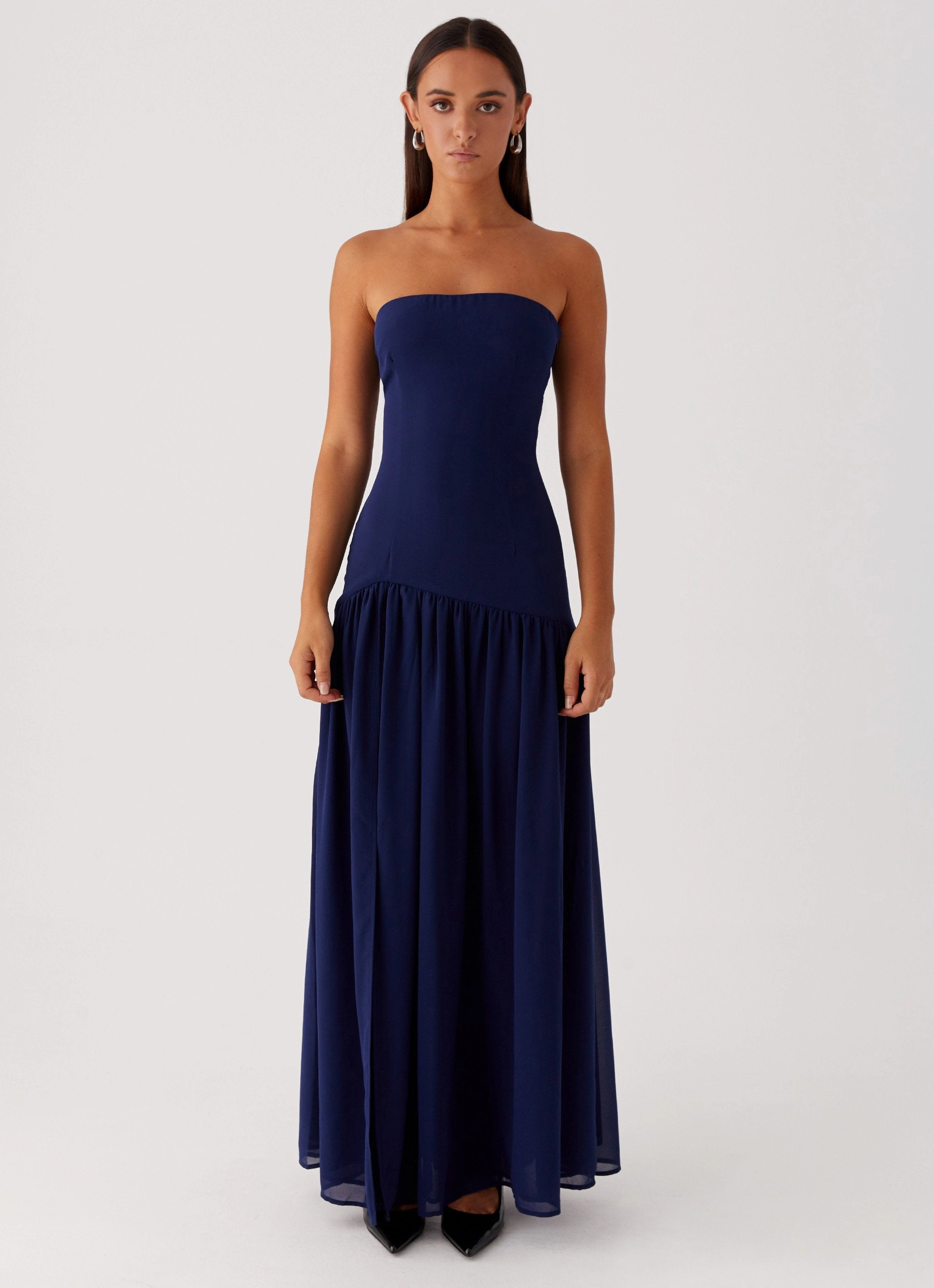 Eden Strapless Maxi Dress - Navy Knit Warm