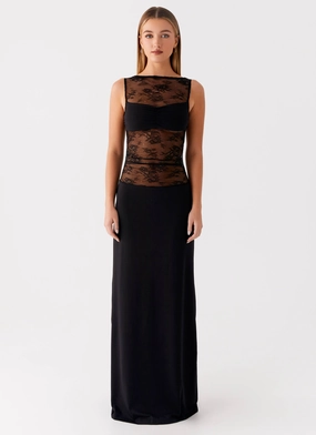 Wesley Maxi Dress - Black Work Vibe Side Tie