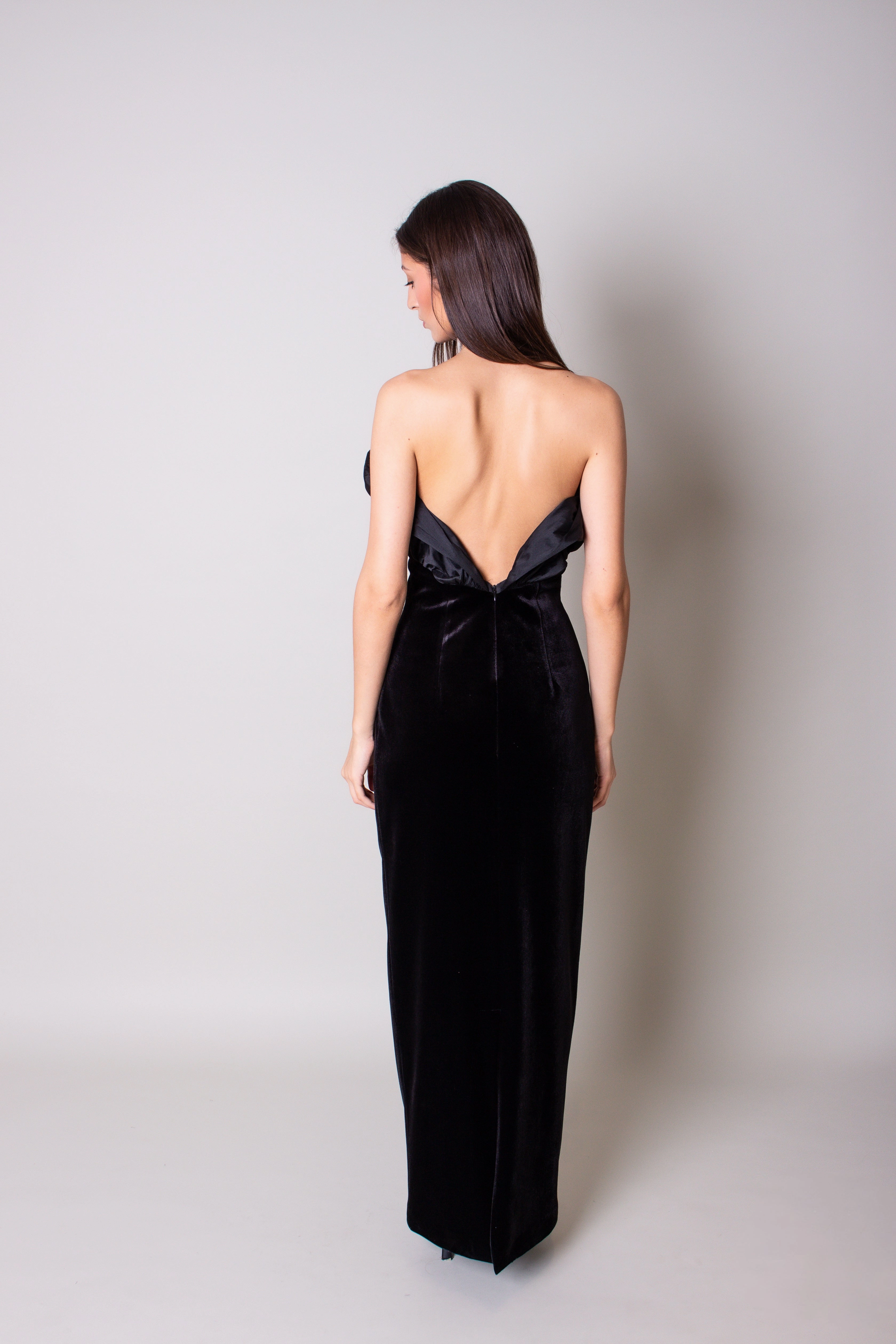Vibrant Waist Fit Sheer Overlay Shell Velvet Dress