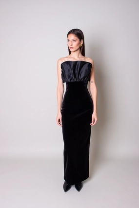 Tie-Detail Seasonal Mood Shell Velvet Dress