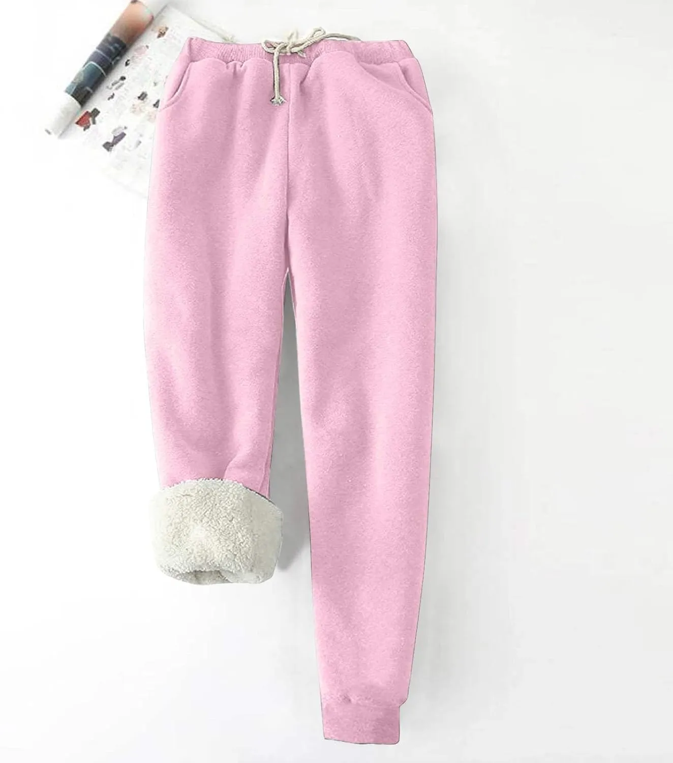 Sherpa Lined Sweatpants for Women Comfy Winter Pants Warm Fleece Jogger Pants Soft Athletic Pants Thermal Trousers