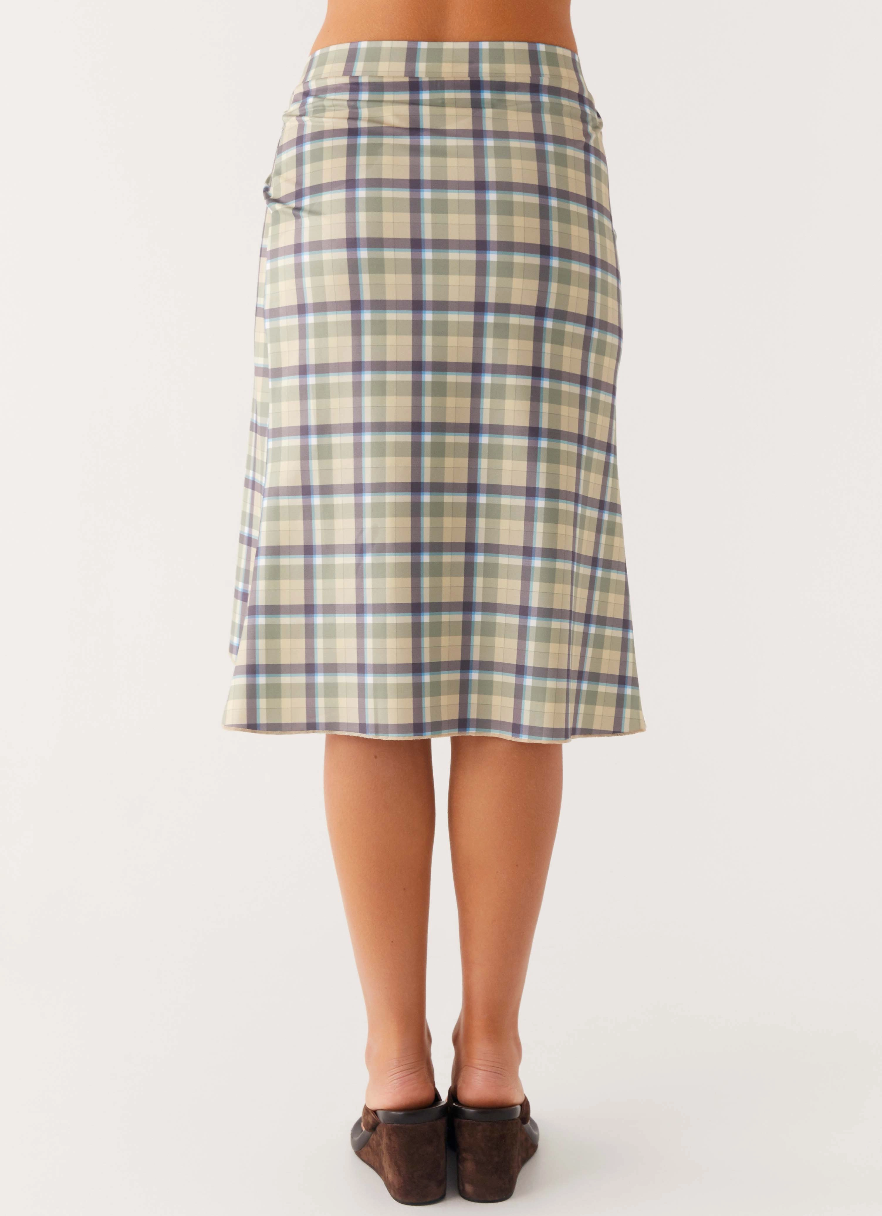 Shes A Lady Midi Skirt - Cedar Check Full Comfort