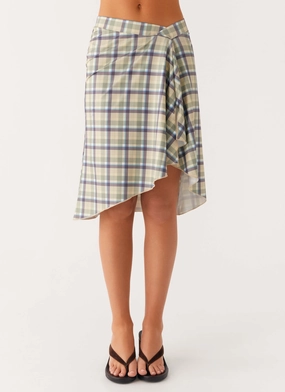 Anti Odor Technology Shes A Lady Midi Skirt - Cedar Check