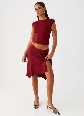 Shes A Lady Midi Skirt - Red All-day Comfort Indoor Comfort