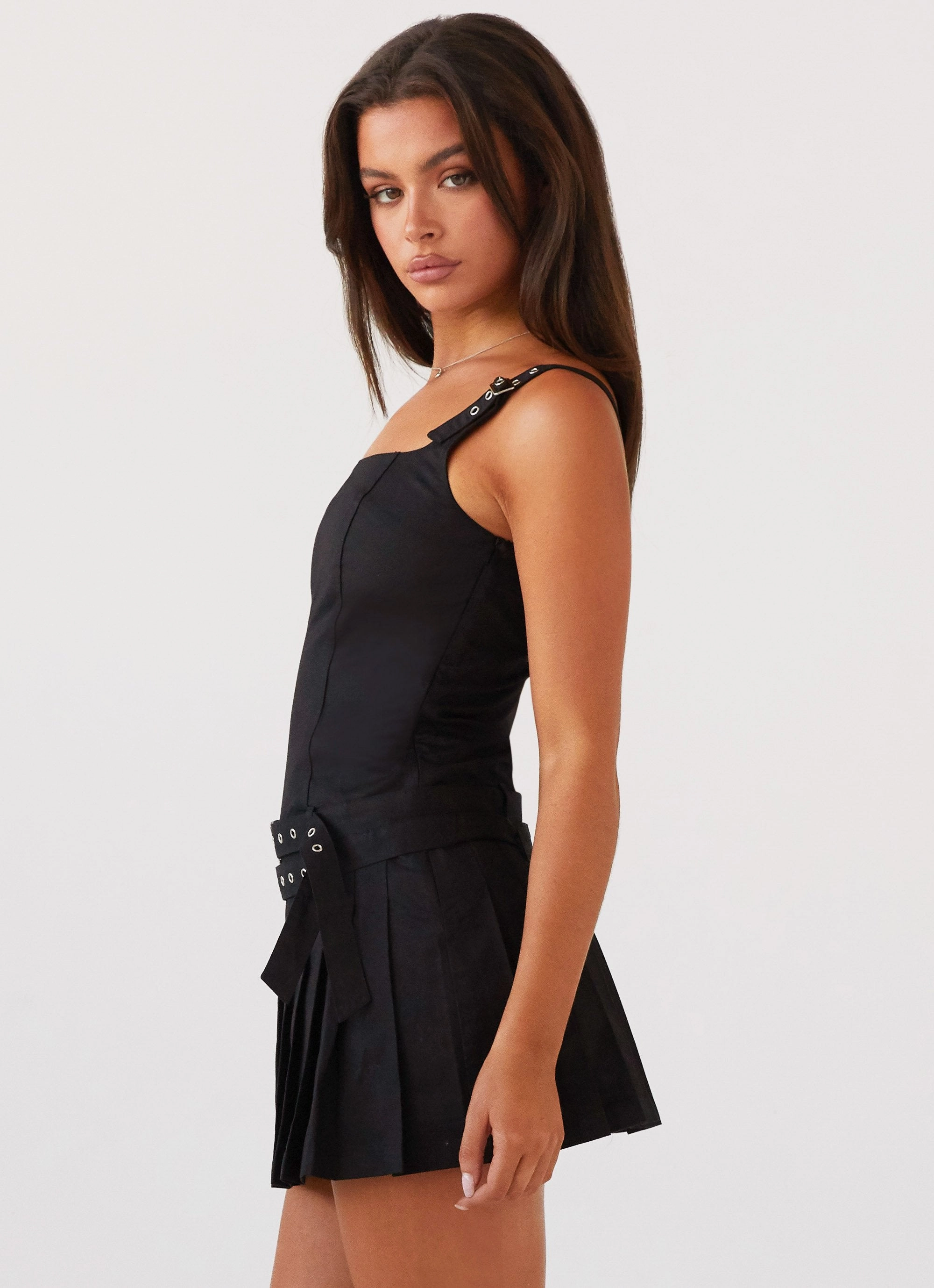 Bright Petal Lynette Buckle Mini Dress - Black