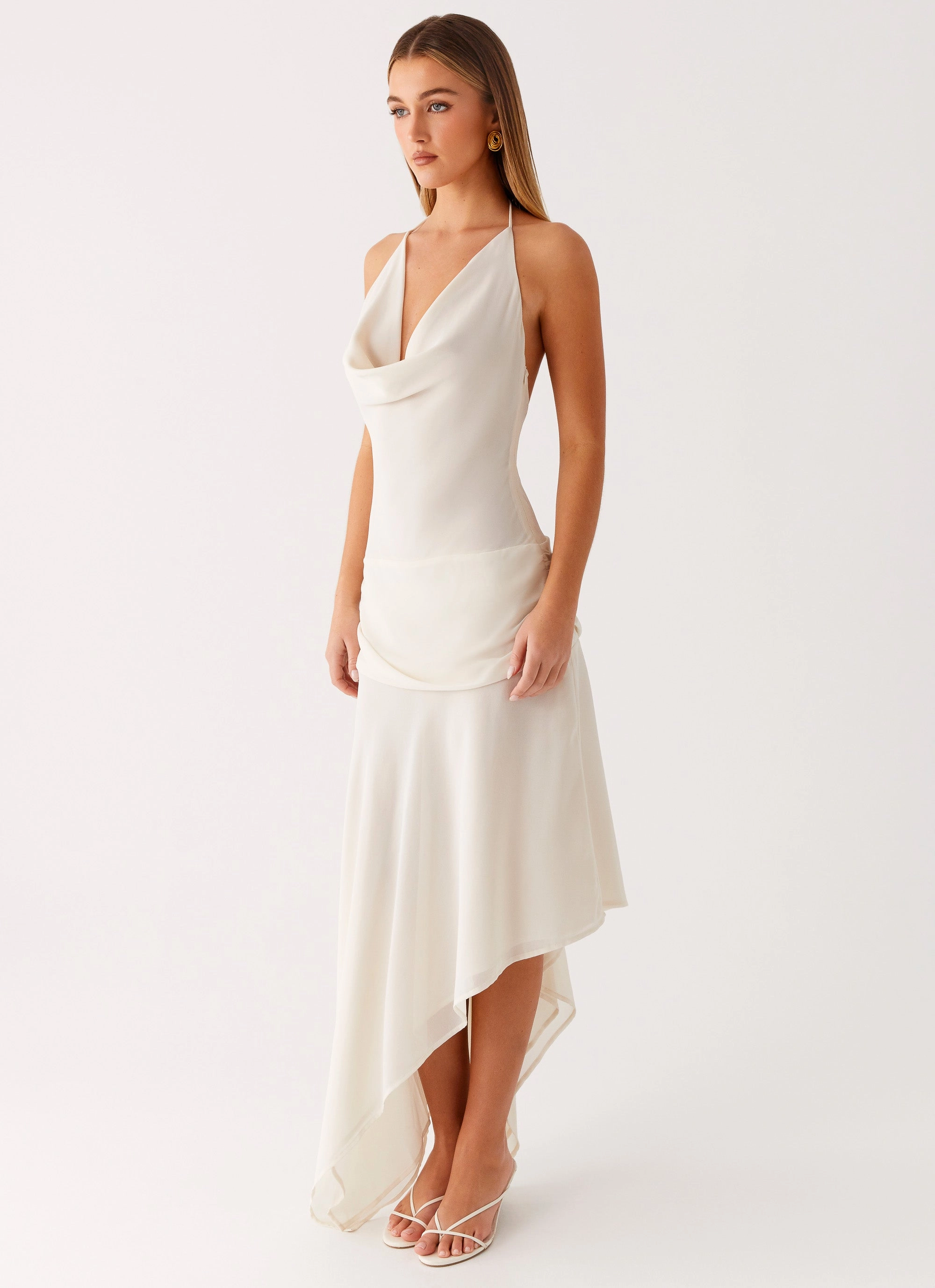 Crisp Texture Nyra Midi Dress - Cream