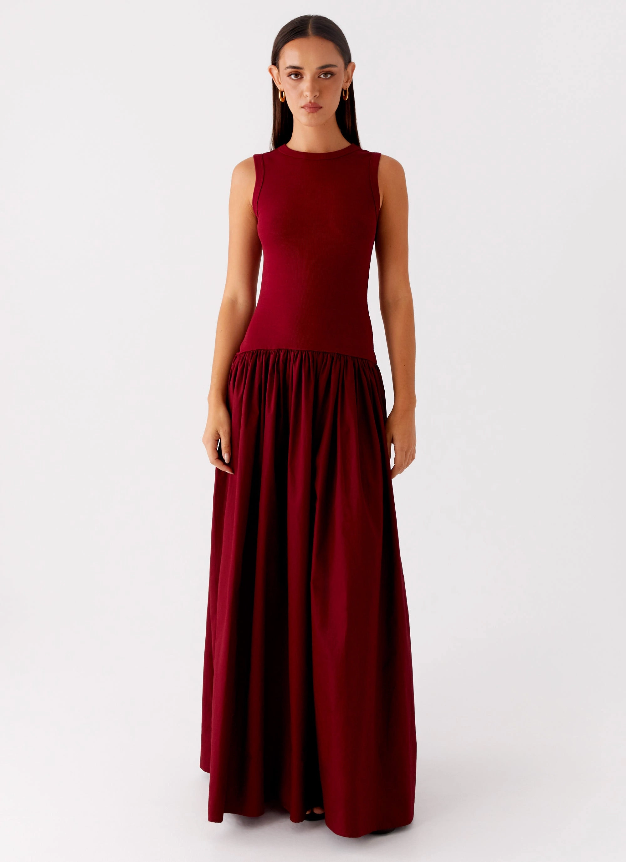 Smooth Finish Breathable Feel Shivani Maxi Dress - Maroon