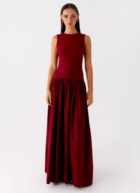 Smooth Finish Breathable Feel Shivani Maxi Dress - Maroon