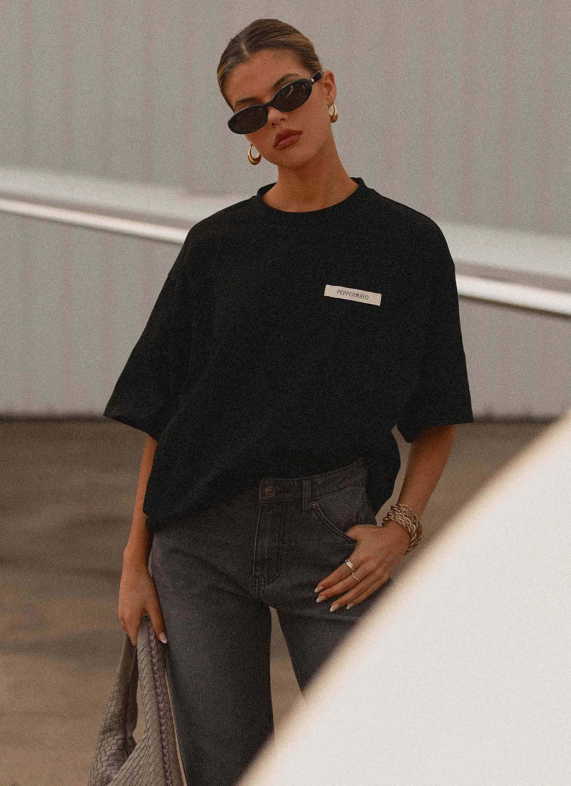 Relaxed Blouse Signature Oversized Tee - Black