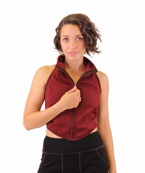 Zip Hood Sweatshirt Vest Multi Panel Construction