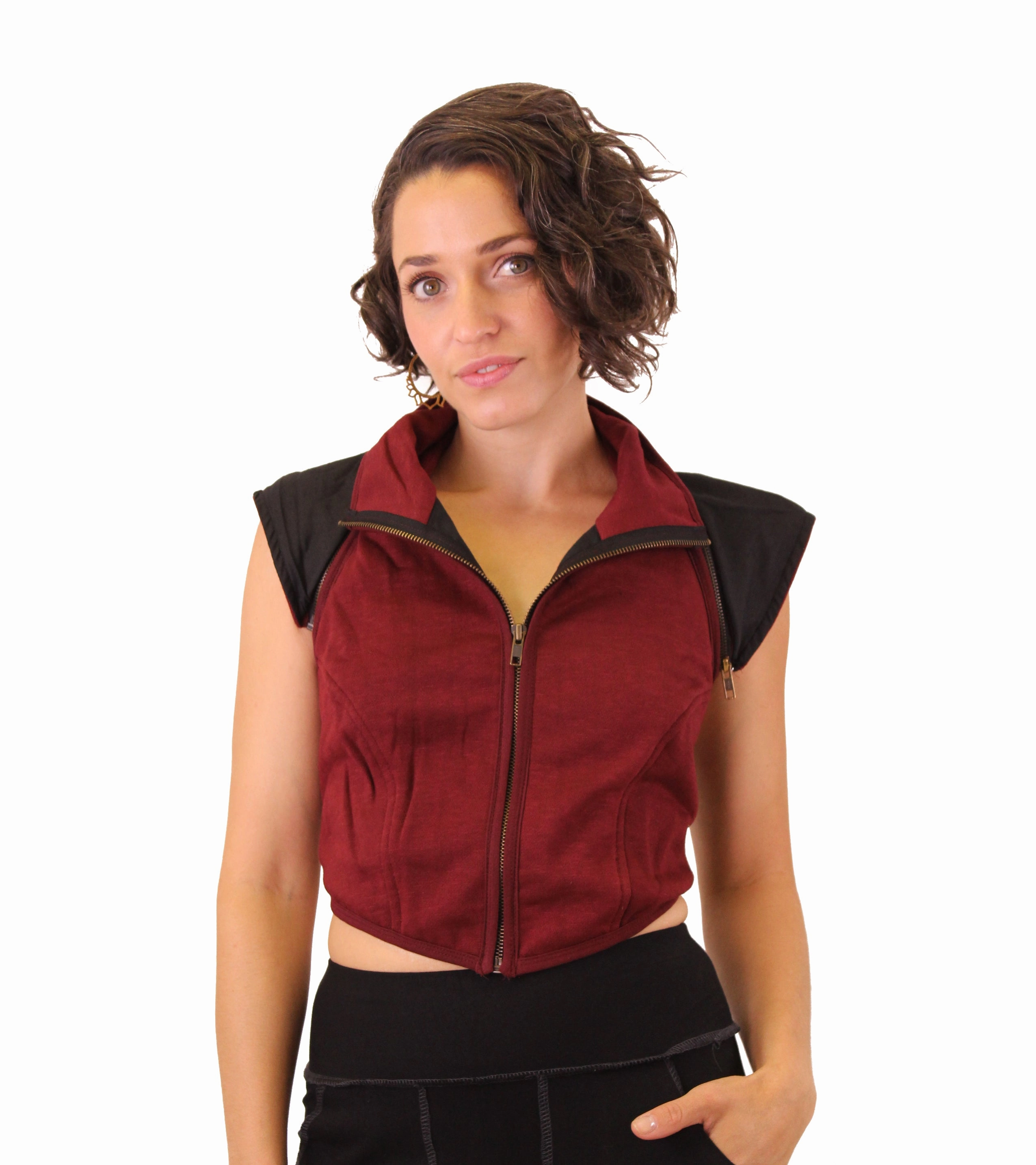 Reinforced Stitching Compact Thermal Insulation Zip Hood Sweatshirt Vest