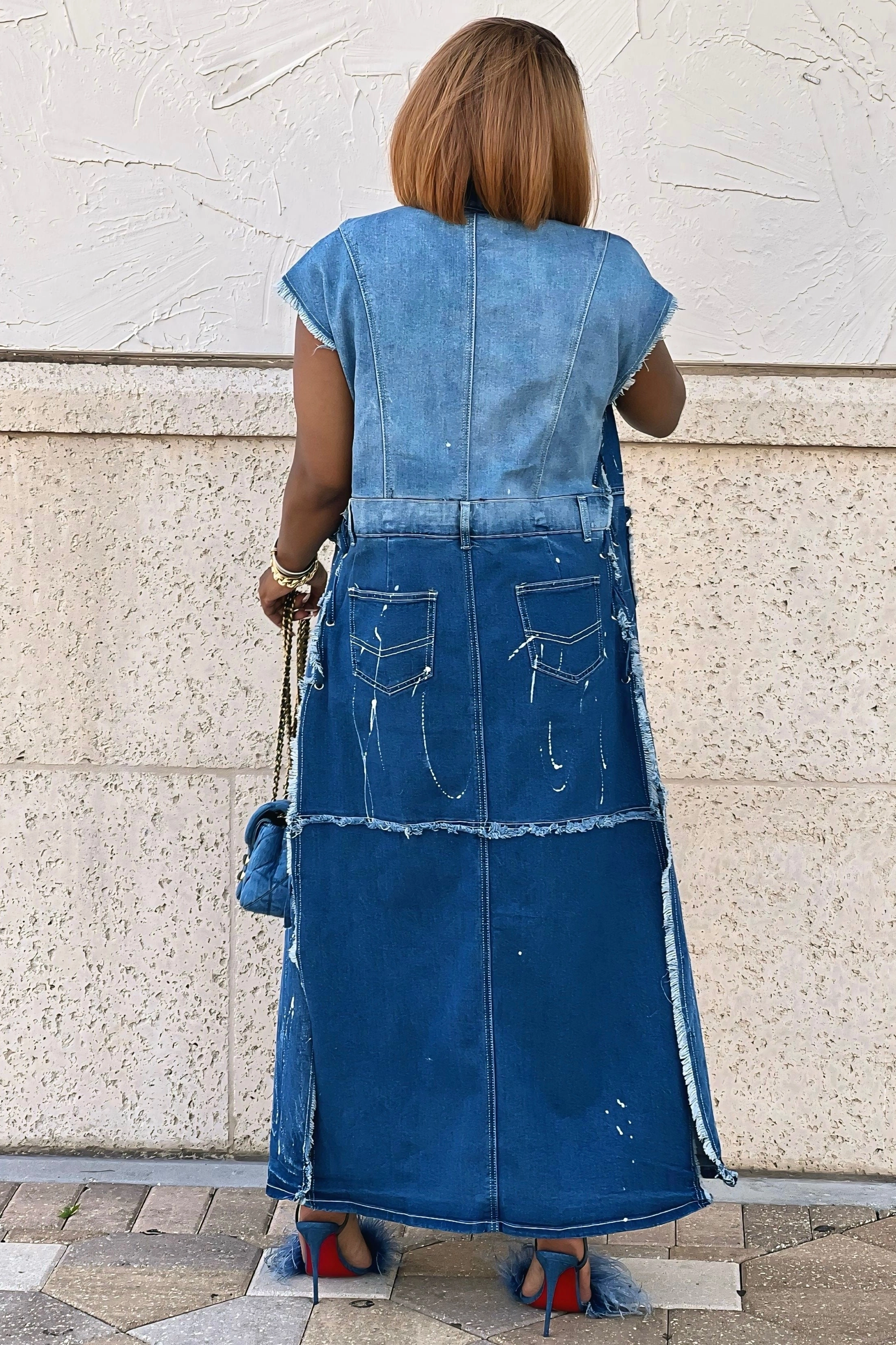 Shonnie Rodeo Ready Denim Duster Vest/Shacket RecycledPolyester Glow In Dark Accents