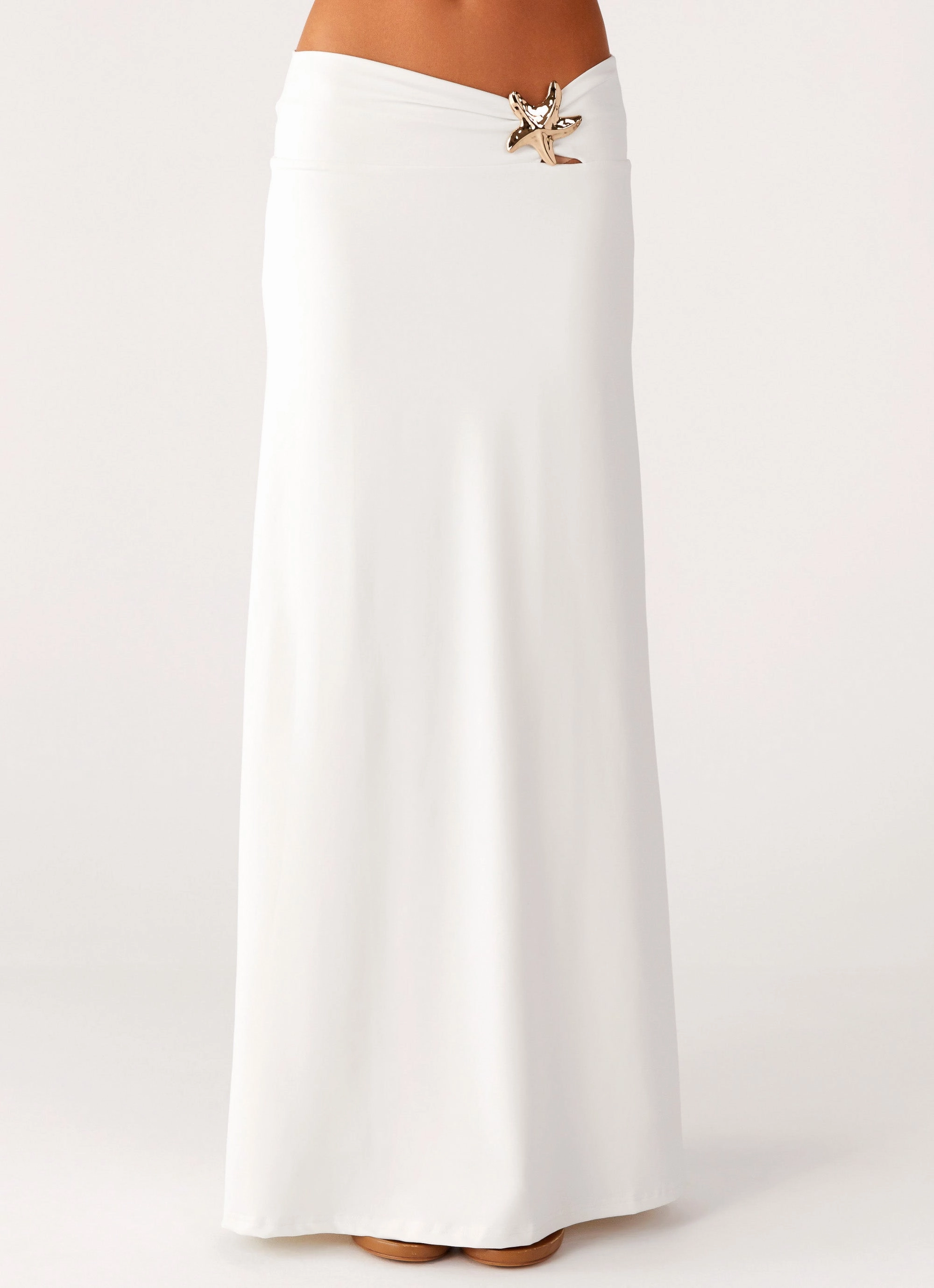 elastic waistband Casual Design Shoreline Glow Maxi Skirt - Off White