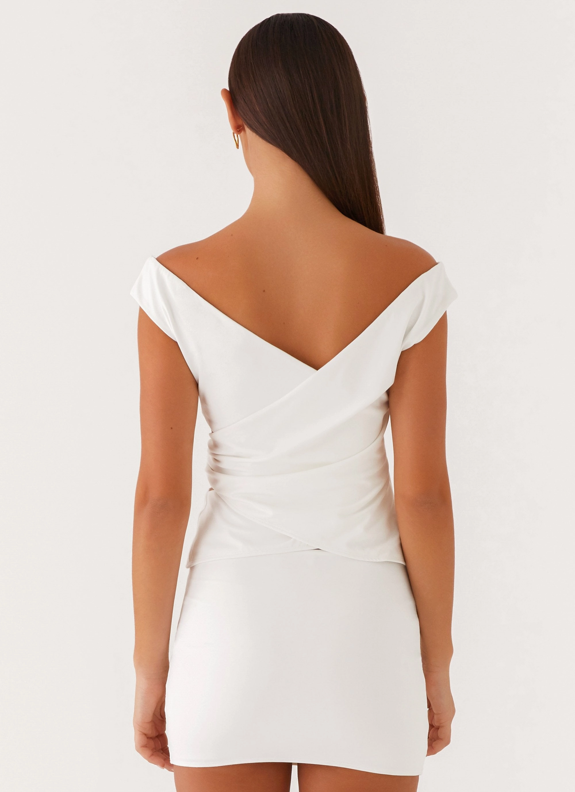 NaturalFiberBlend Shoreline Off Shoulder Top - White