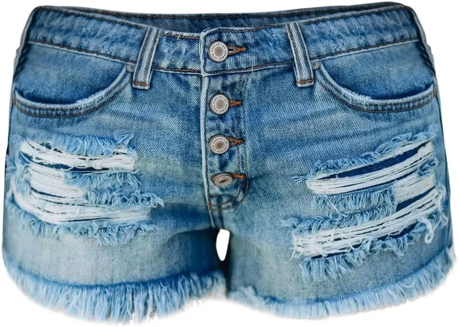 Short Jeans for Women Casual High Waisted Womens Denim Shorts Stretchy Frayed Distressed Ripped Stretchy Shorts for Women