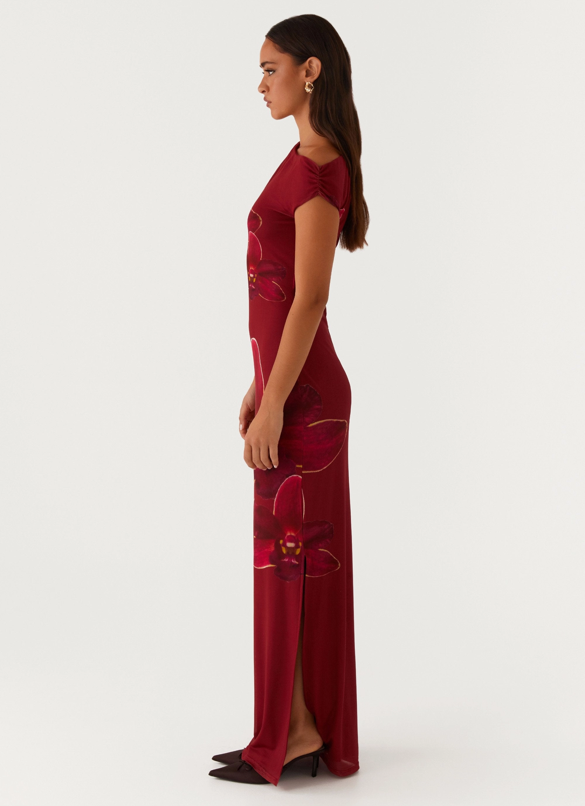 Showtime Maxi Dress - Maroon Vibrant patterned dress