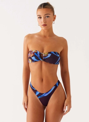 Cuba Bikini Bottoms - Dark Floral UVProtective Coating