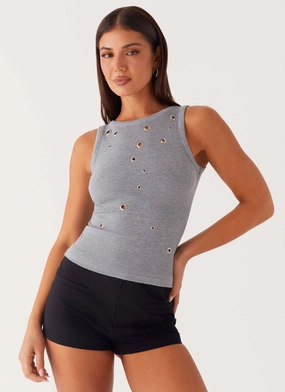 Oblivion Tank Top - Grey Bonded Hemline