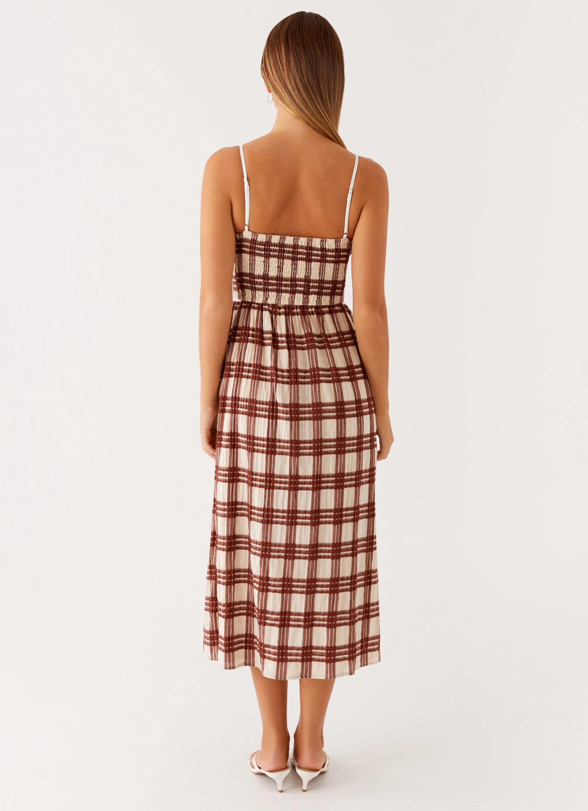 Shyanne Midi Dress - Chocolate Check Evening Vibe Seasonal Essential