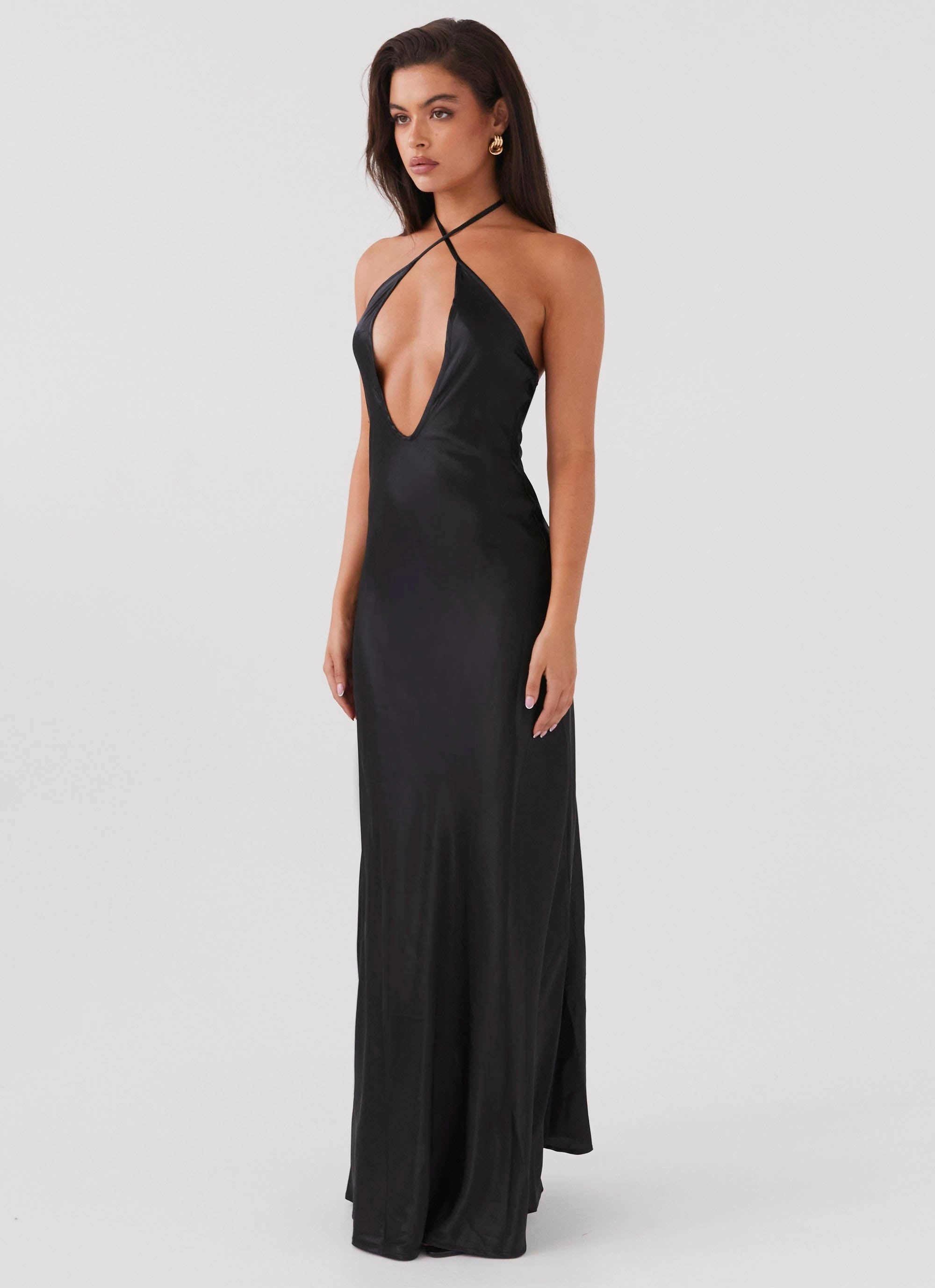 Noir Symphony Maxi Dress - Black Dew Tone Seasonal piece