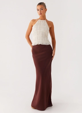 Stretch Panels Flexible Layer Sienna Sunset Maxi Skirt - Chocolate