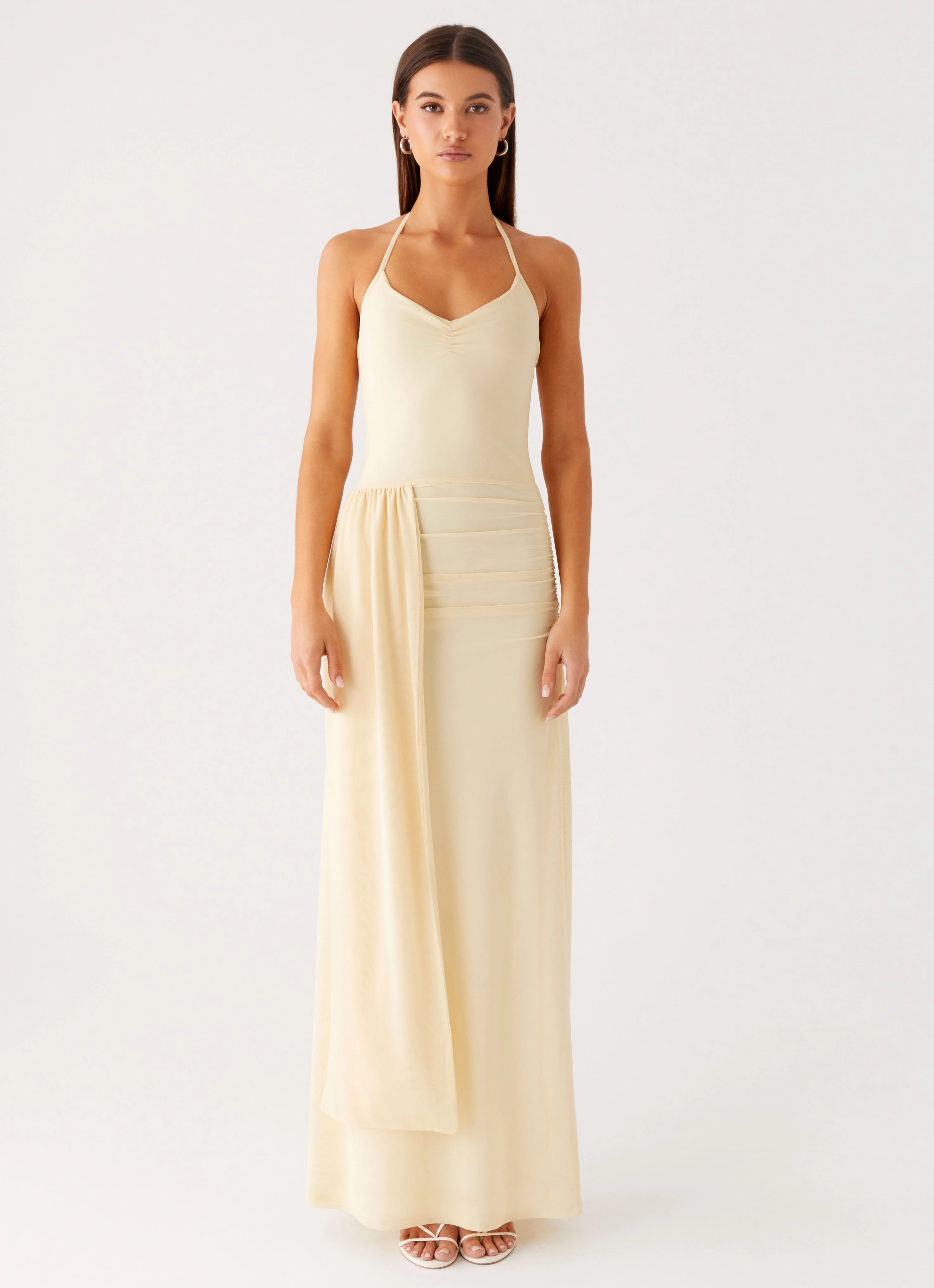 Signal Halter Maxi Dress - Sunny Yellow Regular-fit