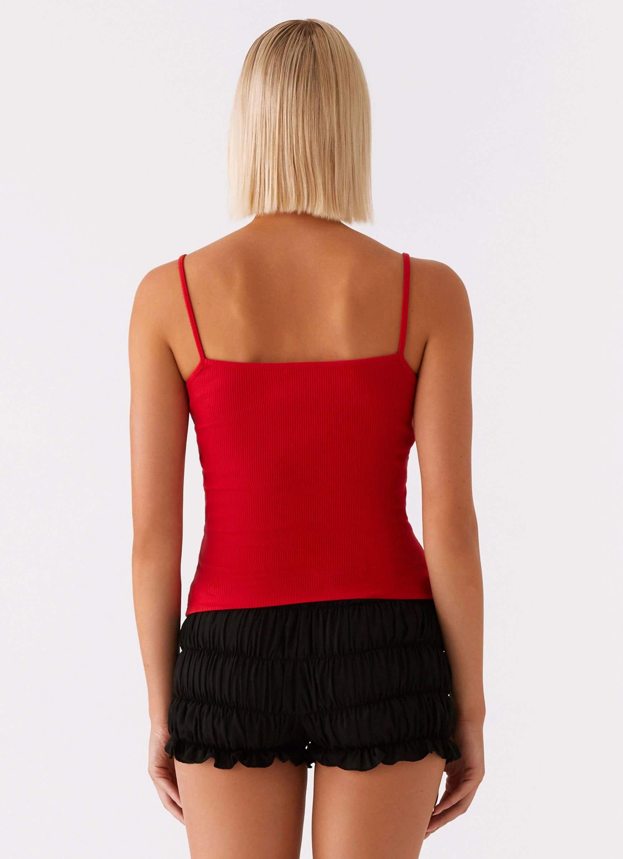 Sustainable Fabric Blend NonChafeCollarTech Signature Monogram Cami - Red