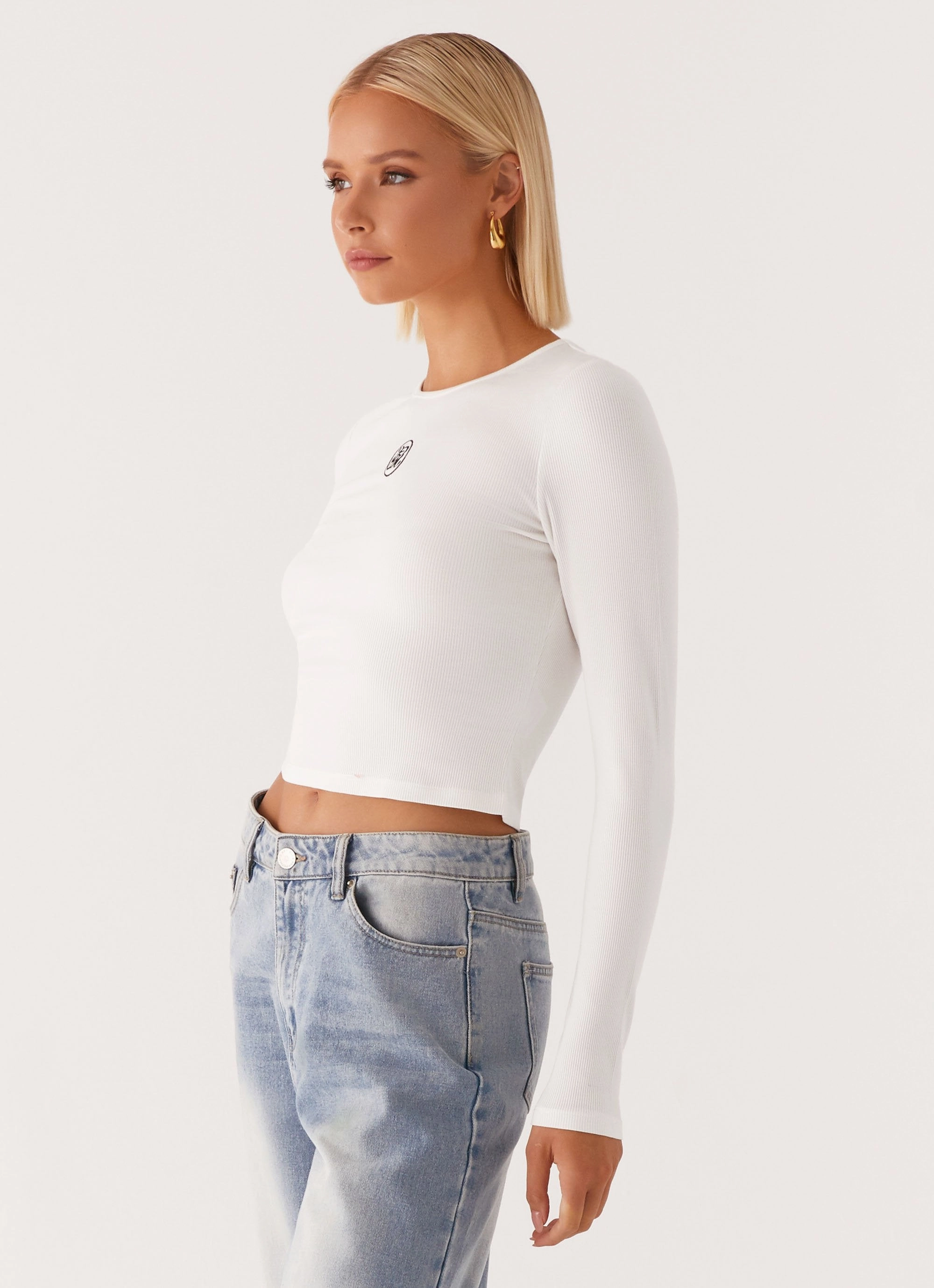 NonIrritating PaddedInsulation Signature Monogram Long Sleeve Tee - Off White