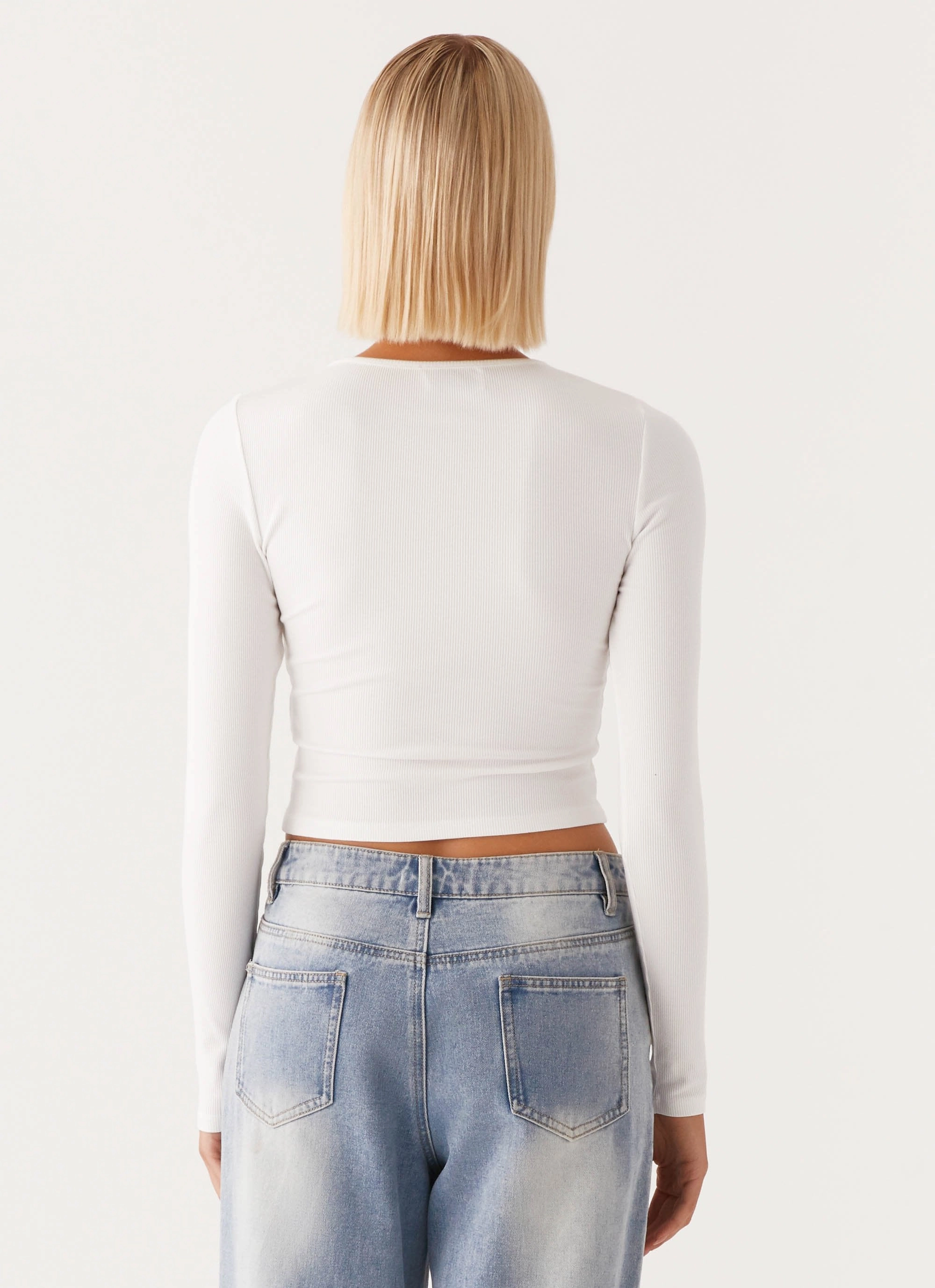AthleisureInspired Signature Monogram Long Sleeve Tee - Off White