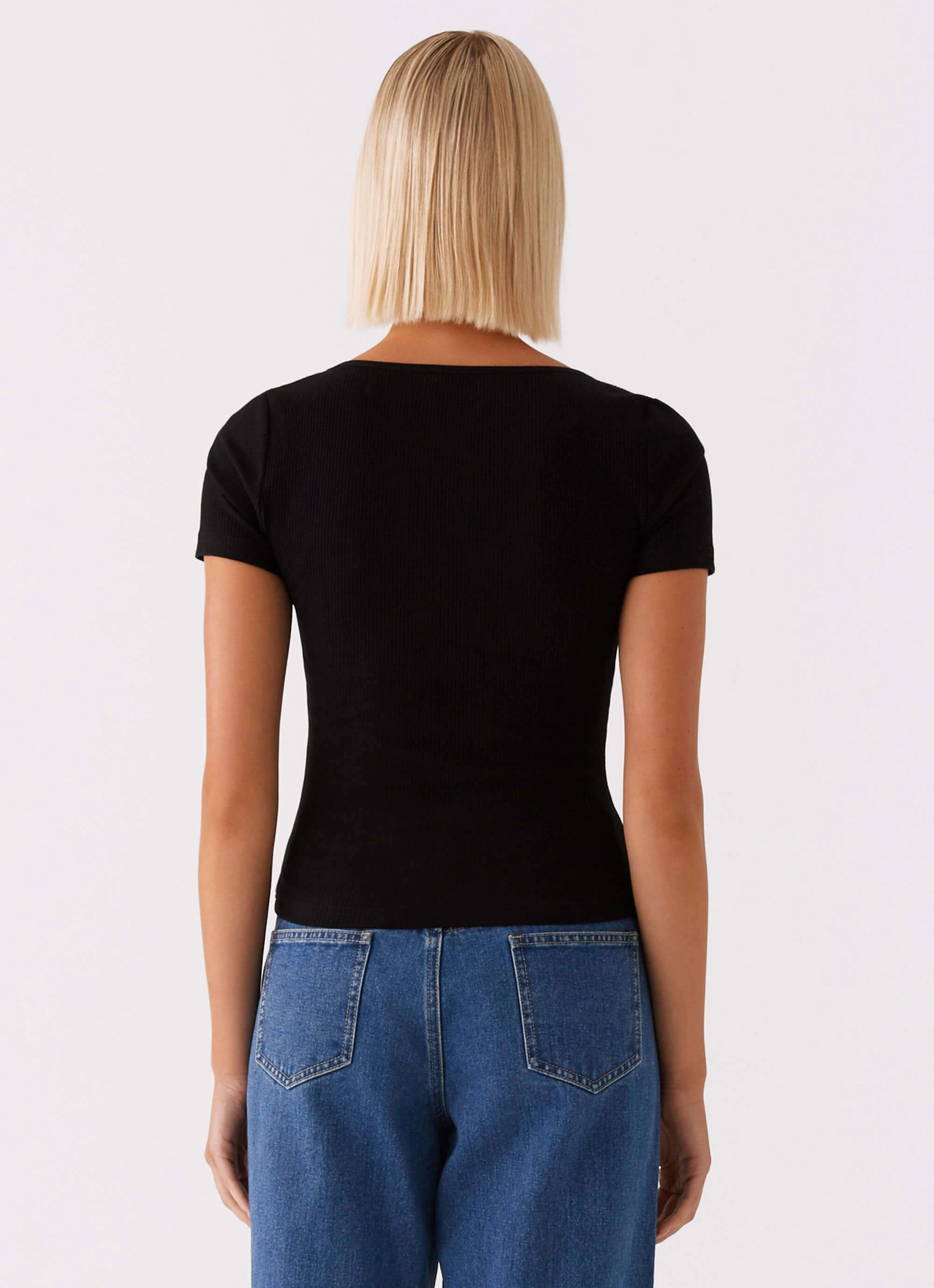 Signature Monogram Square Neck Top - Black ErgonomicShape Convertible Neckline