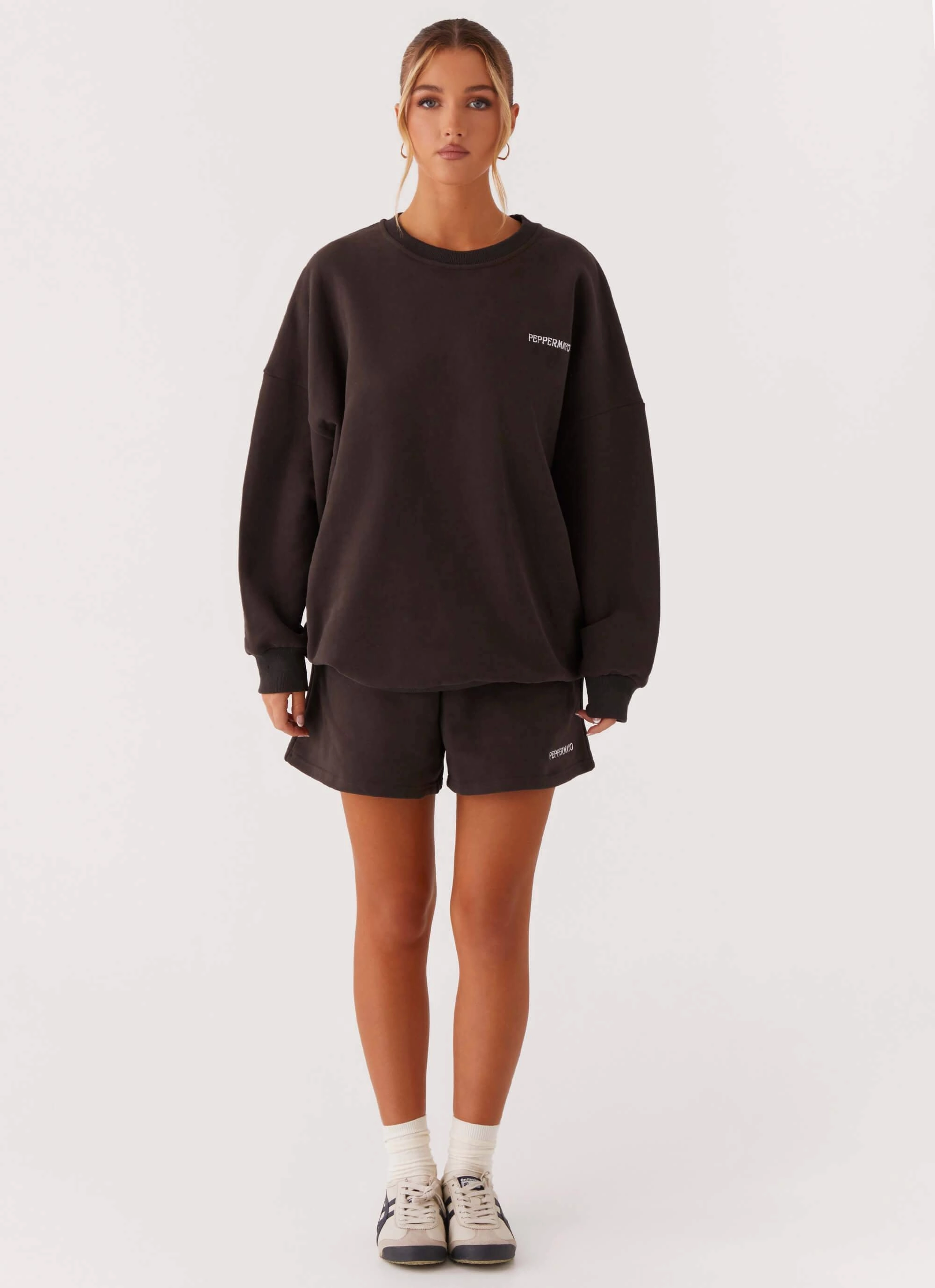 Snow Block Signature Oversized Sweatshirt - Charcoal