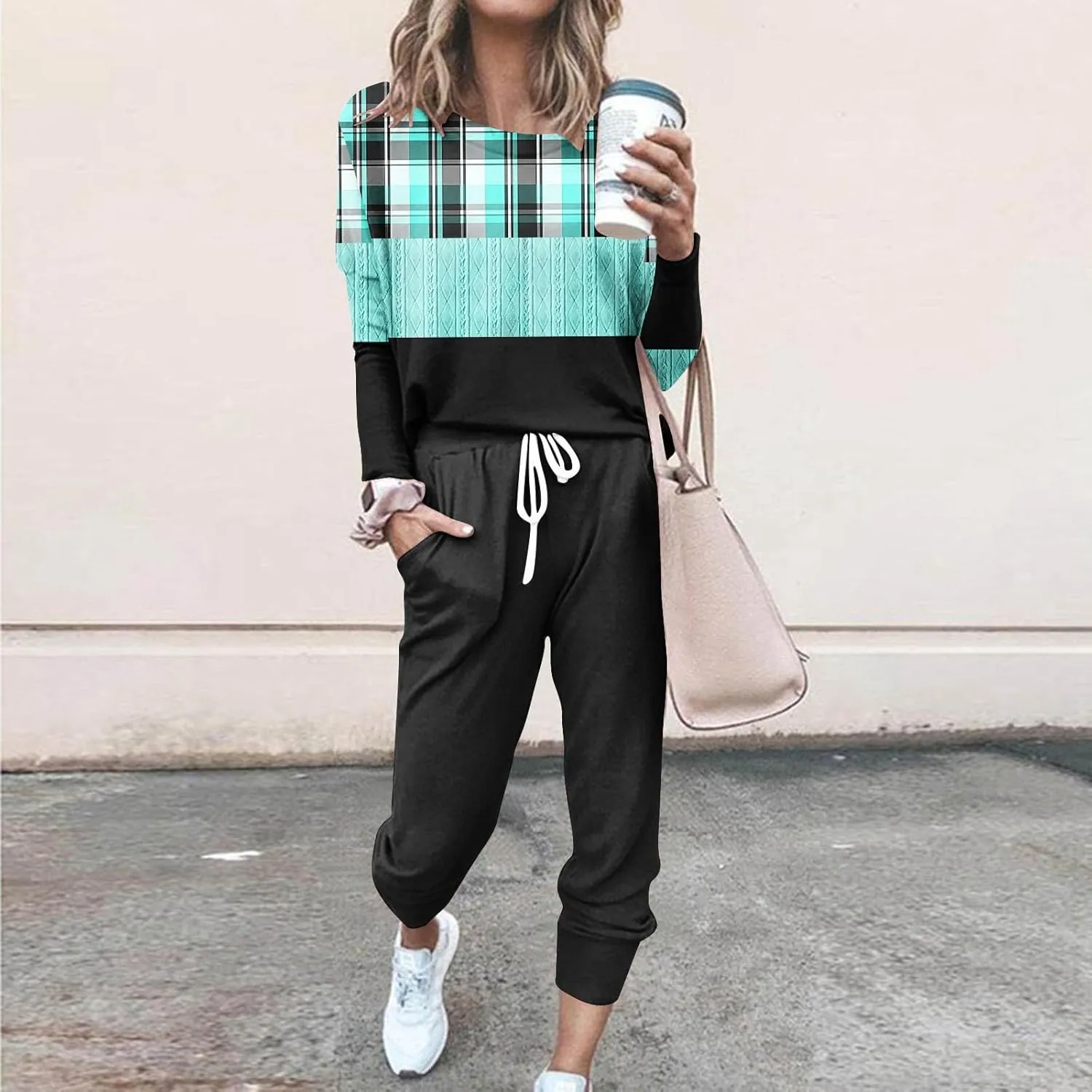 Silk Satin Pajamas Set Women Women's Two Outfit Long Sleeve Crewneck Pullover Tops and Long Pants Tracksuit Camisole