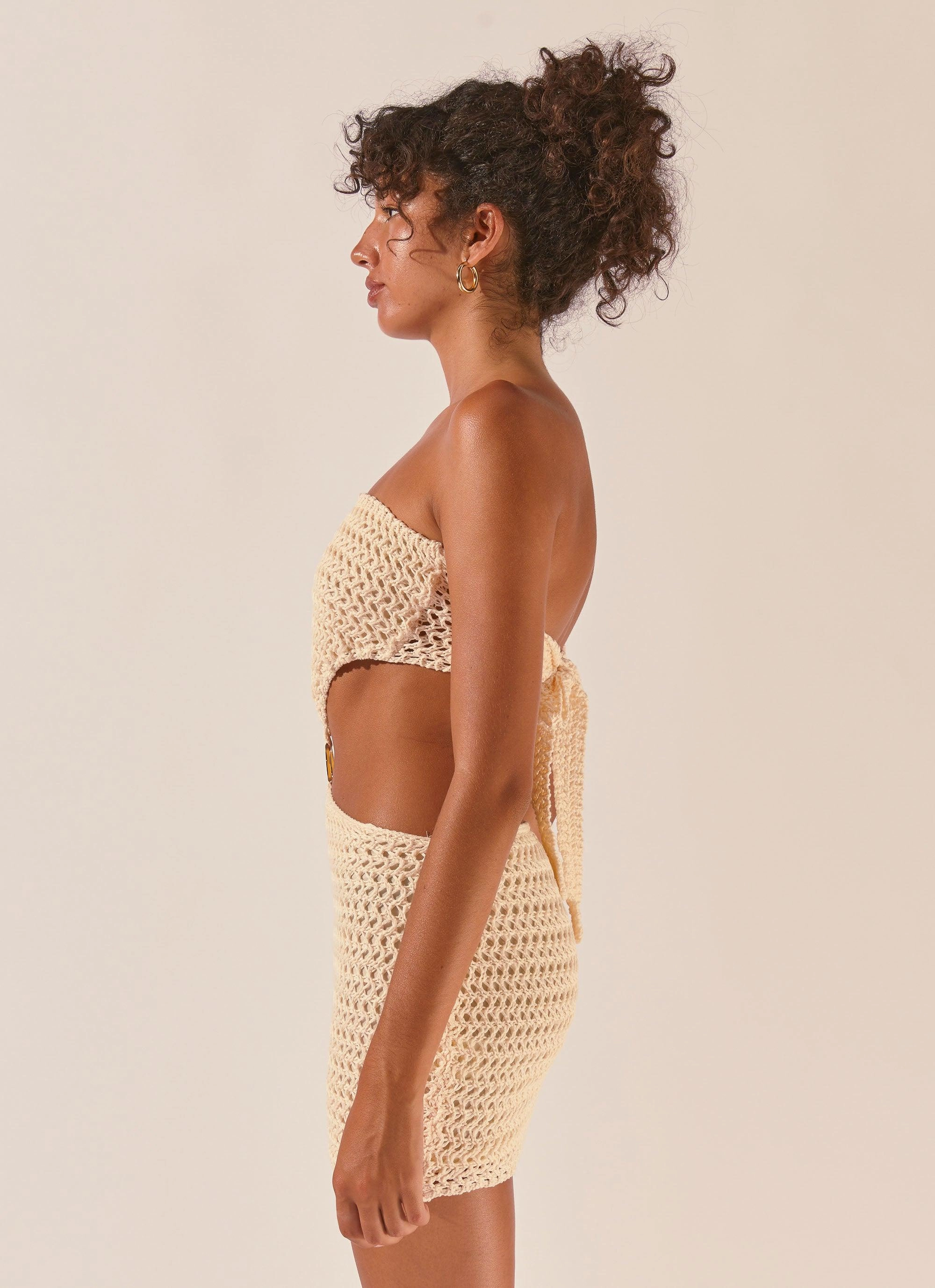 Balmy Nights Crochet Mini Dress - Seashell Comfortable fit for outings