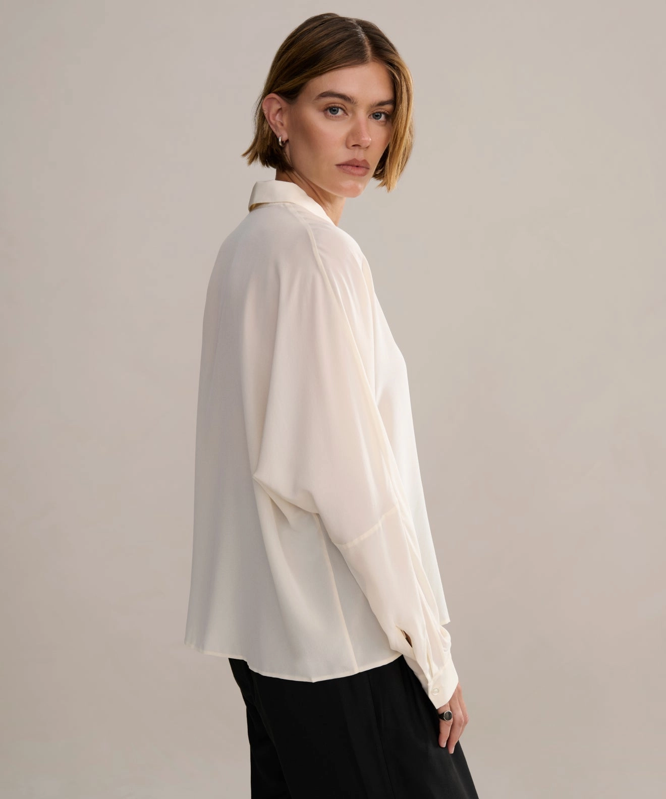 Silk Sloane Shirt Self Fabric Tie Closure